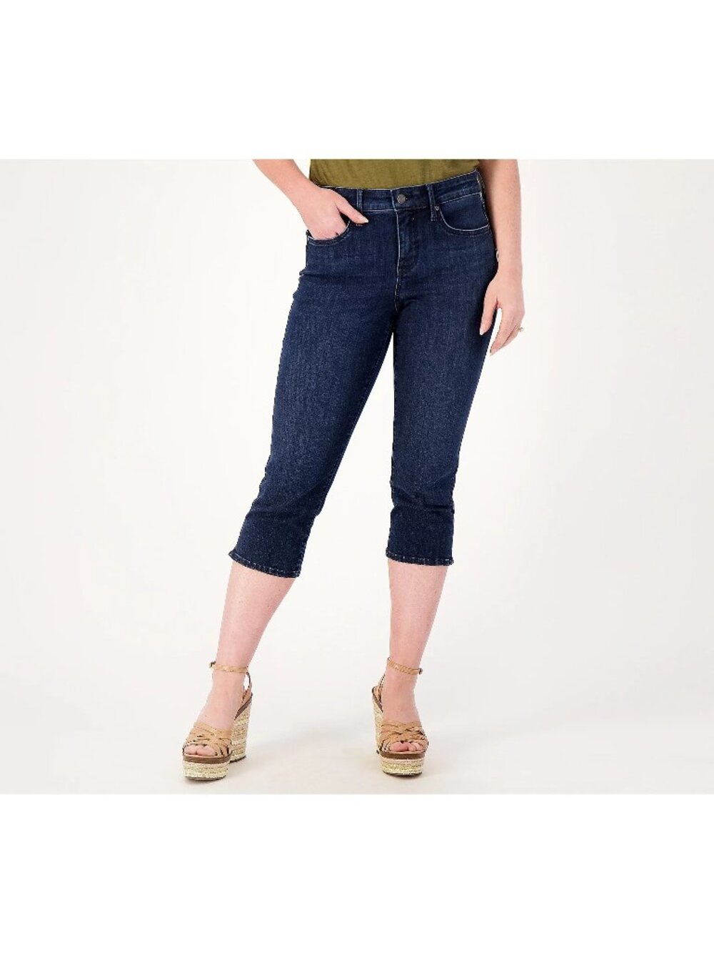 NYDJ Capri Jean Size 4 Petite Curves 360 Slim Straight Leg Cropped Mesquite Blue